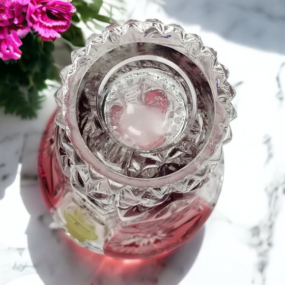 Anna Hutte Crystal Flower Vase Cranberry Red- Cut to-Clear Bleikristall Crystal - Picture 10 of 13